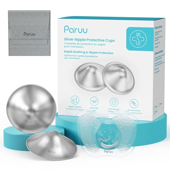 Silver Nursing Cups with Silicone Nipple Covers